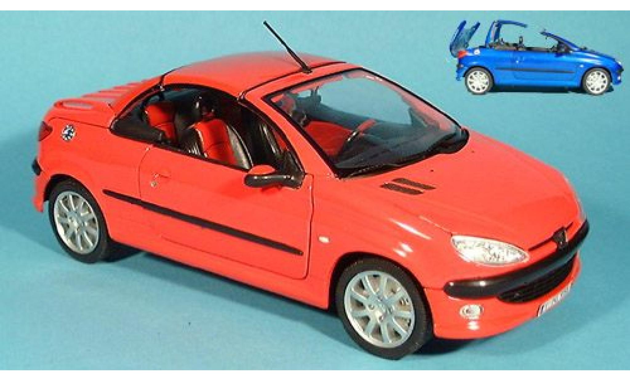 Peugeot 206 1/18 Welly CC rot 1:18 modellino in miniatura