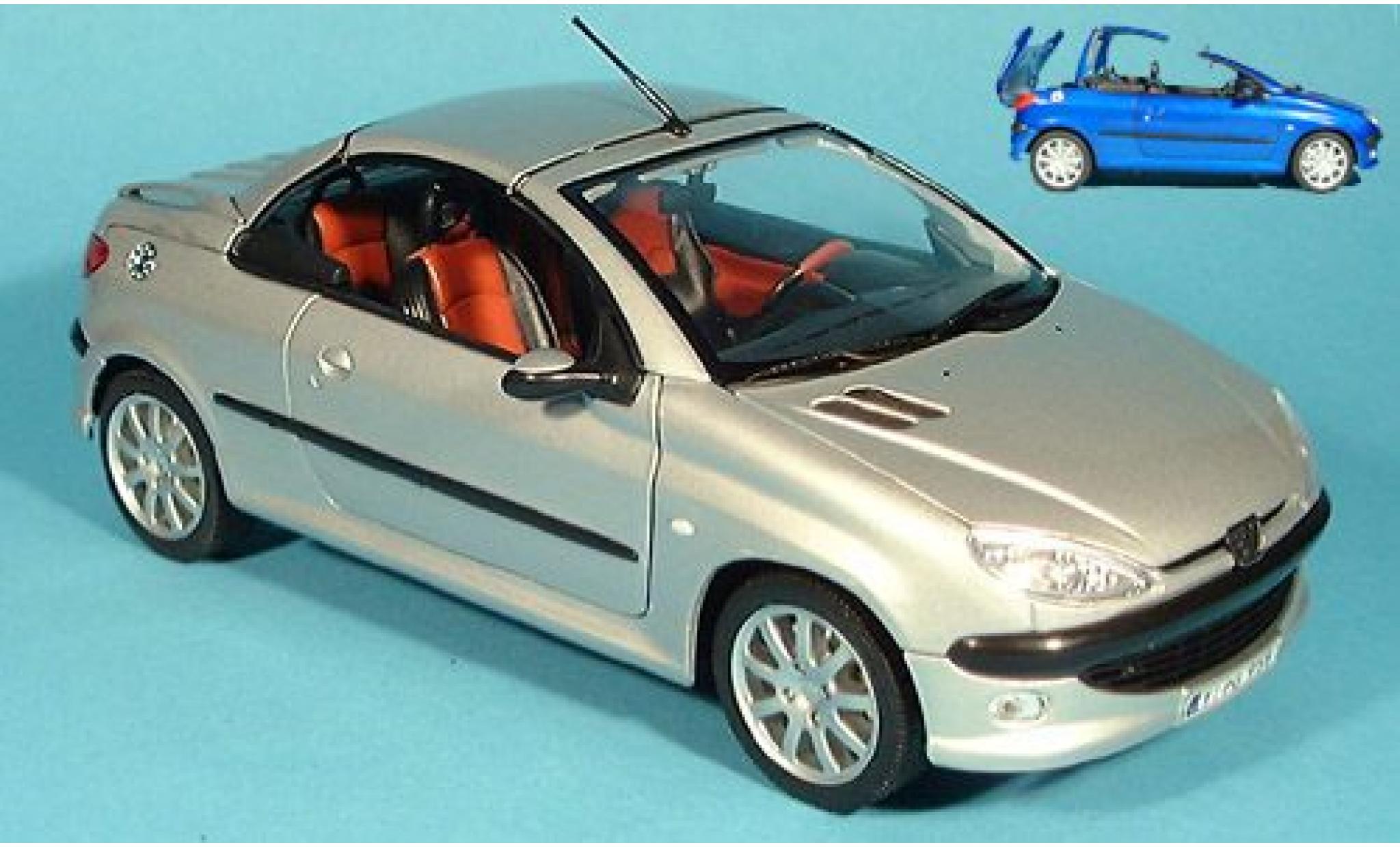 Peugeot 206 1/18 Welly CC silber 1:18 modellino in miniatura