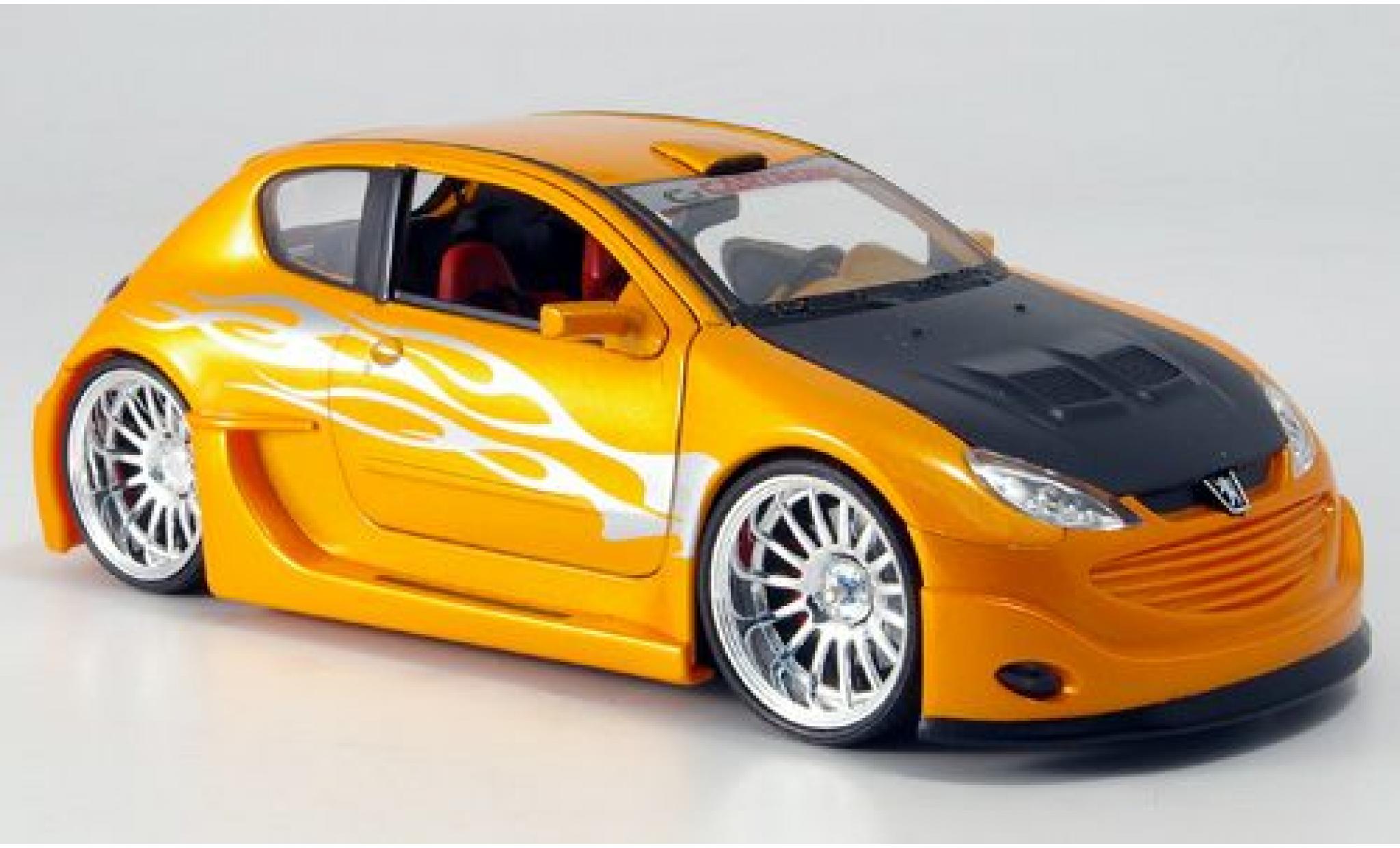 Peugeot 206 1/24 Welly Tuning orange-gold 1:24 modellino in miniatura
