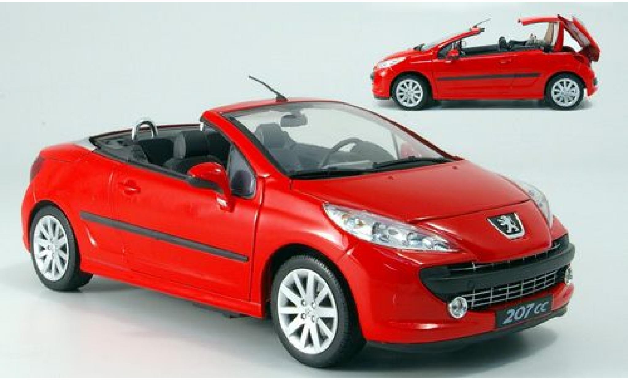 Peugeot 207 1/18 Welly CC rot 1:18 modellino in miniatura