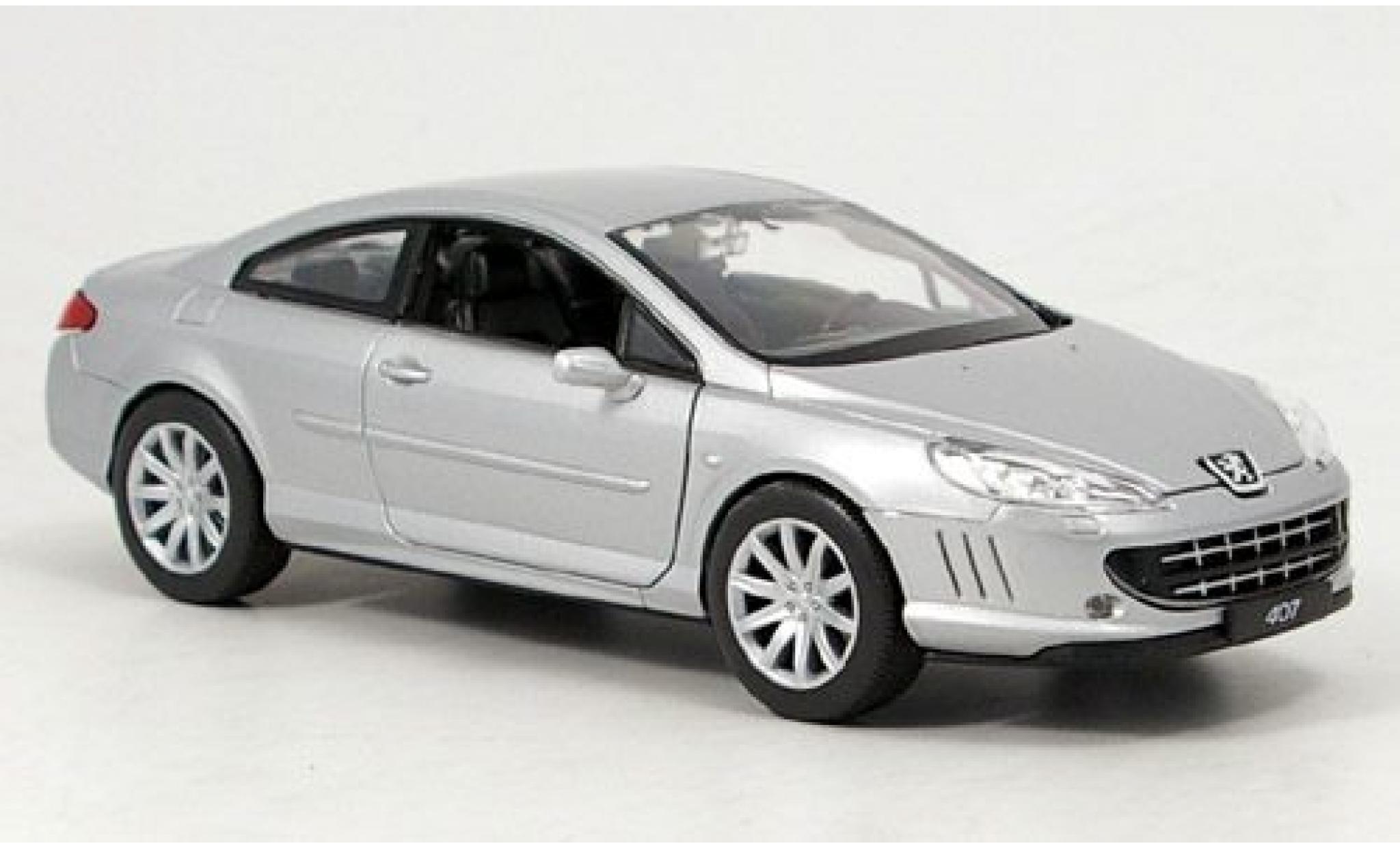 Peugeot 407 1/24 Welly Coupe grigio sans Vitrine modellino in miniatura