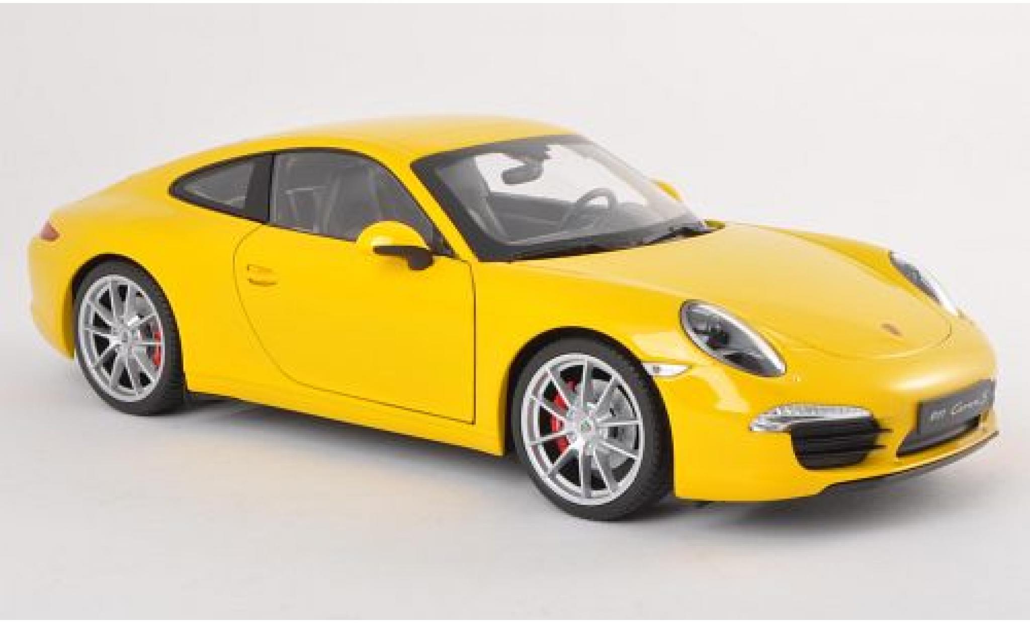 Porsche 991 S 1/18 Welly 911  Carrera gelb 1:18 modellino in miniatura
