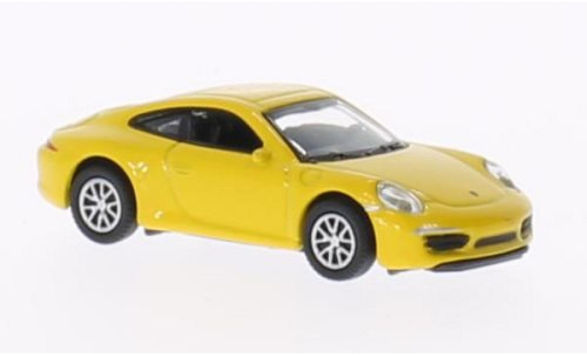 Porsche 991 S 1/87 Welly 911  Carrera gelb 1:87 modellino in miniatura
