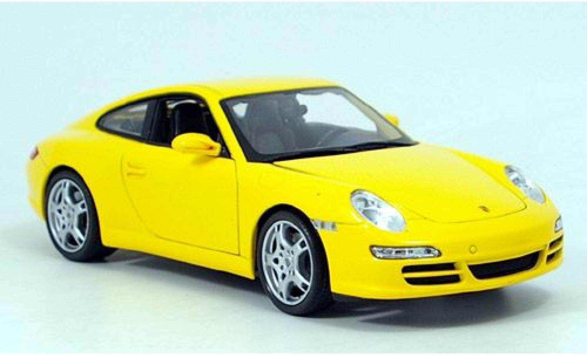 Porsche 997 S 1/18 Welly 911  Carrera Coupe gelb 1:18 modellino in miniatura