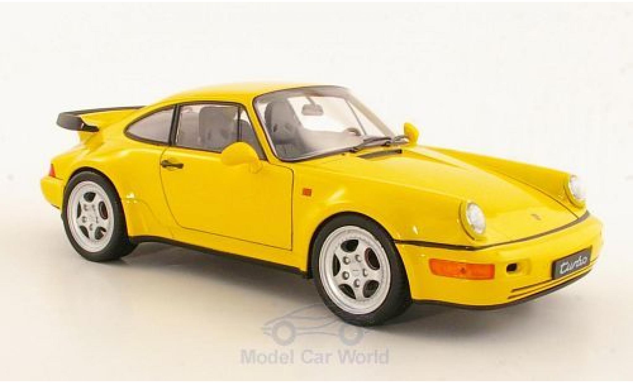 Porsche 964 Turbo 1/18 Welly 911 Turbo () giallo modellino in miniatura
