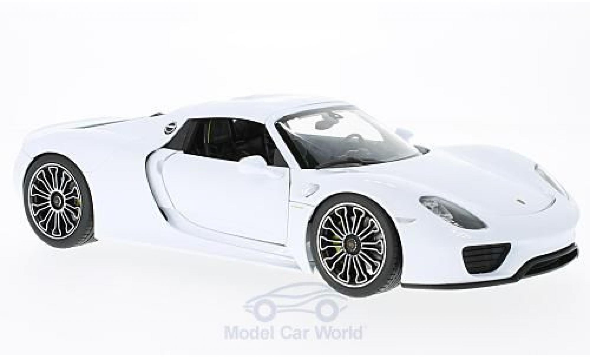Porsche 918 1/18 Welly Spyder bianco/nero 2011 Hard Top ohne Vitrine modellino in miniatura