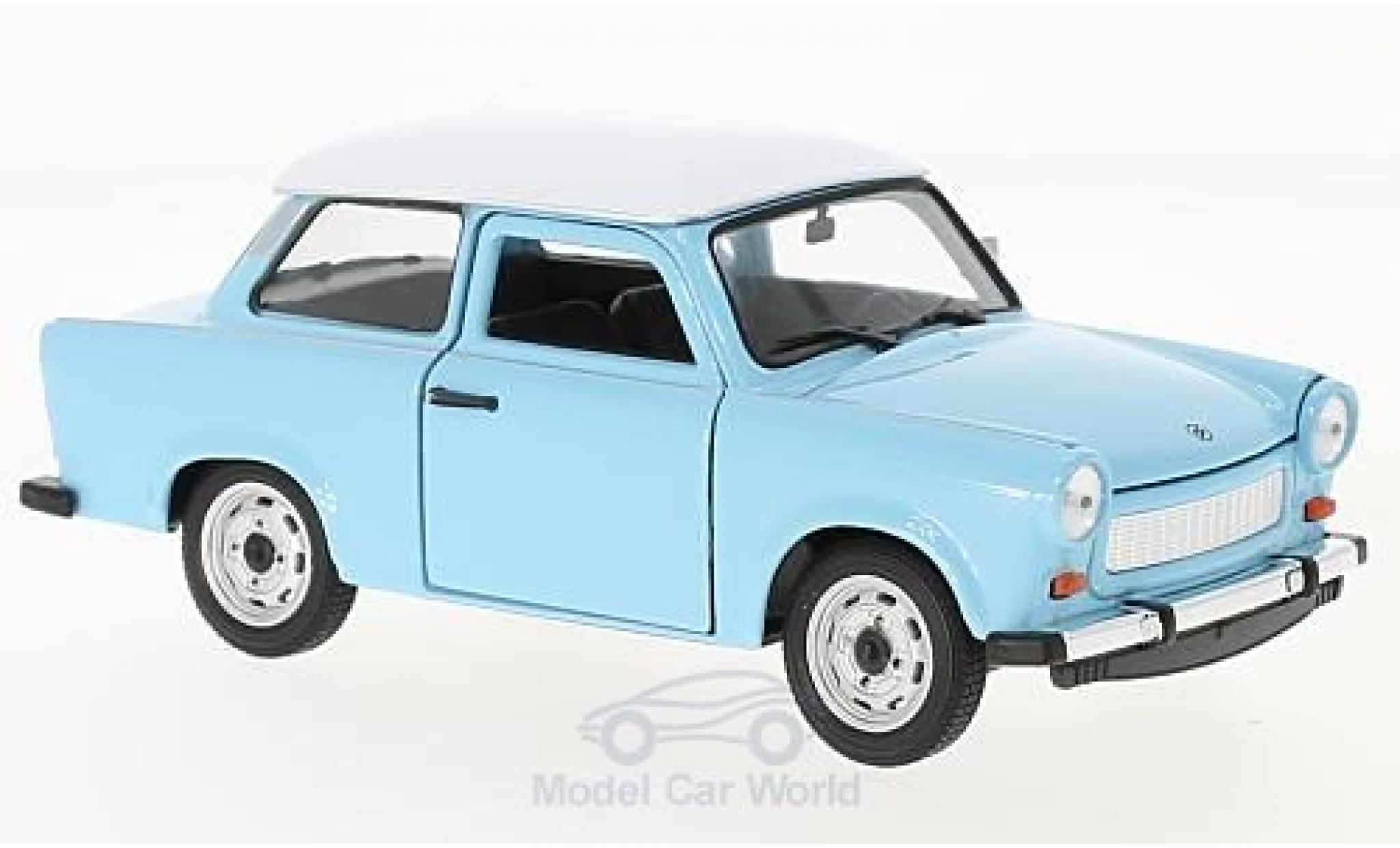 Trabant 601 1/24 Welly blu/bianco modellino in miniatura
