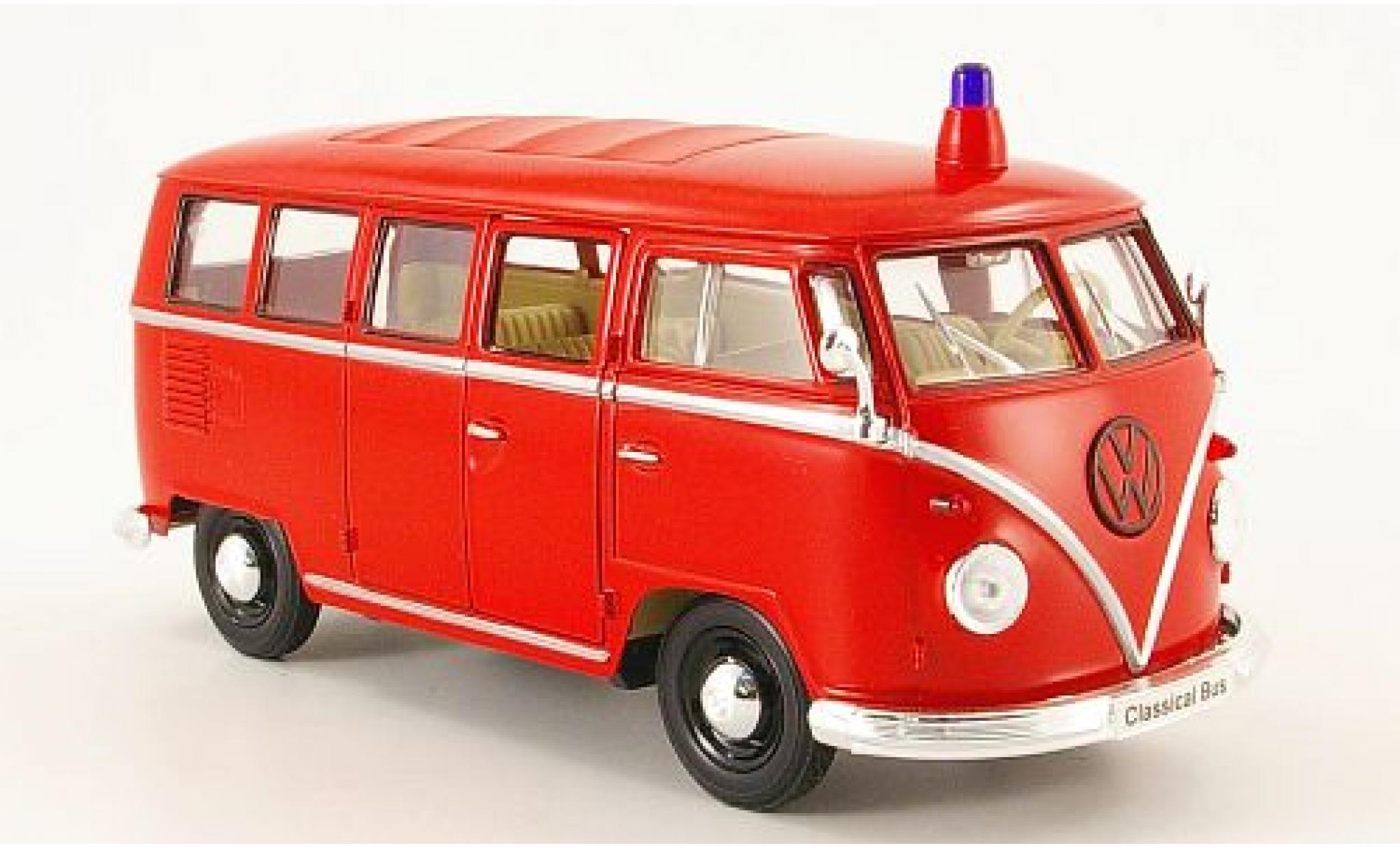 Volkswagen T1 1/24 Welly Bus Feuerwehr 1962 1:24 modellino in miniatura