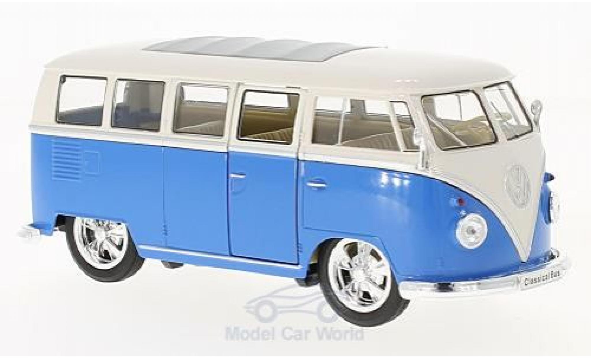Volkswagen T1 B 1/24 Welly Bus Low Rider blu/bianco 1963 modellino in miniatura