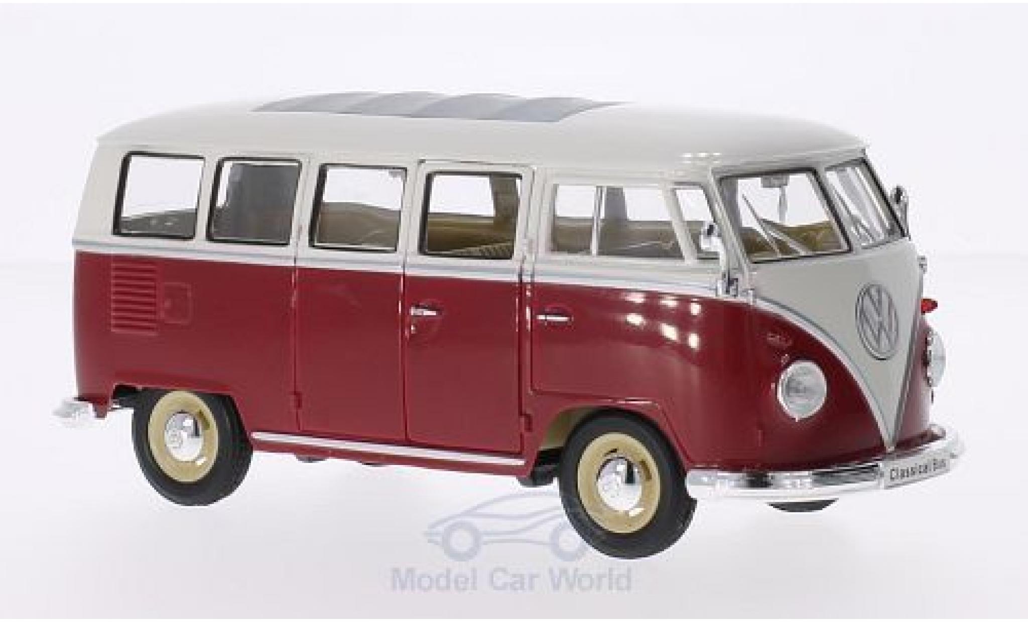 Volkswagen T1 B 1/24 Welly Bus rosso/bianco 1963 modellino in miniatura