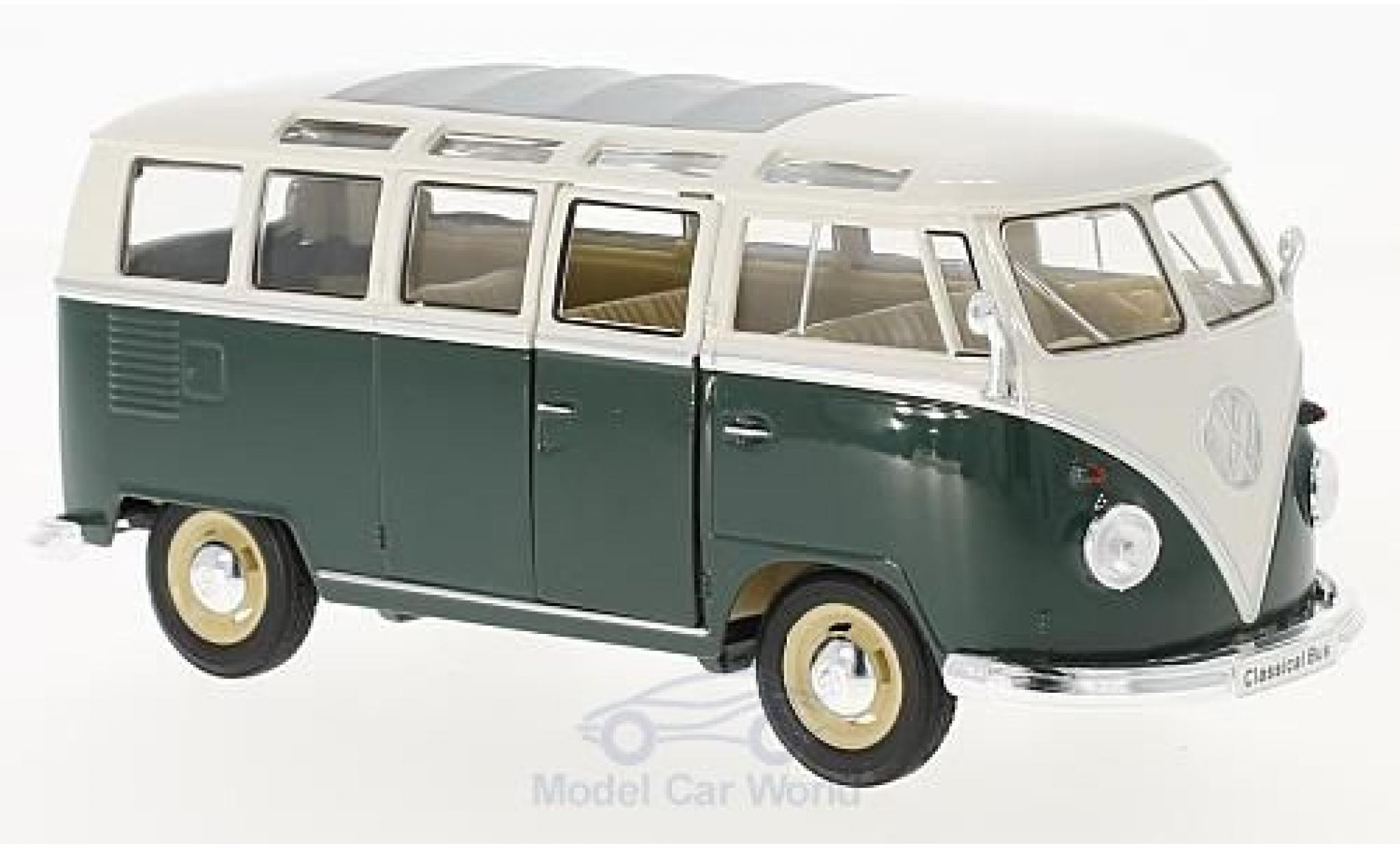 Volkswagen T1 B 1/24 Welly Samba verde/bianco 1963 modellino in miniatura