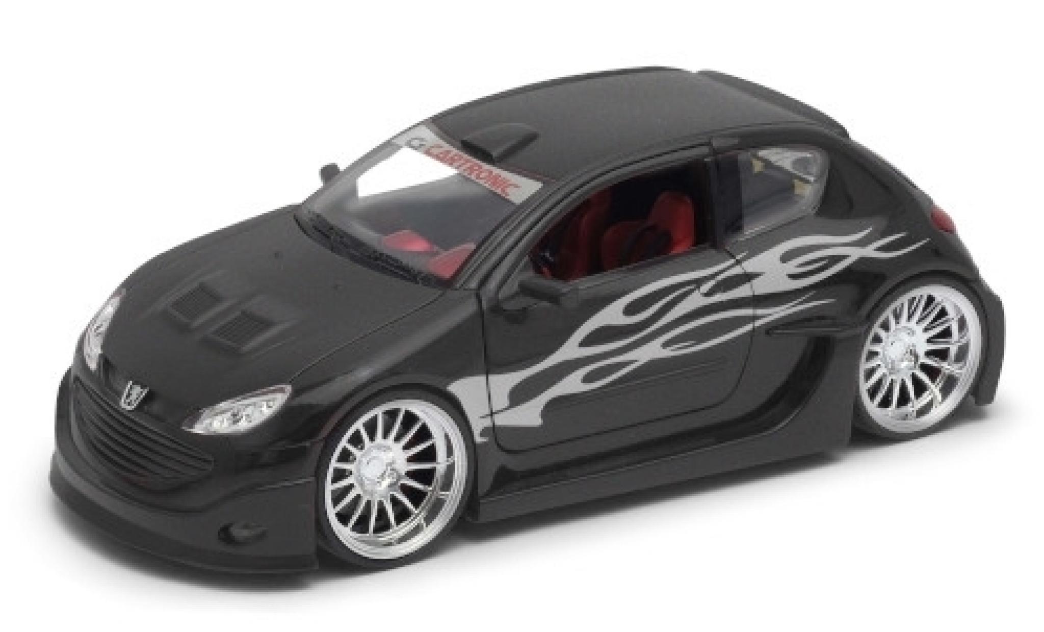 Peugeot 206 1/24 Welly matte noir/Décorer modellino in miniatura