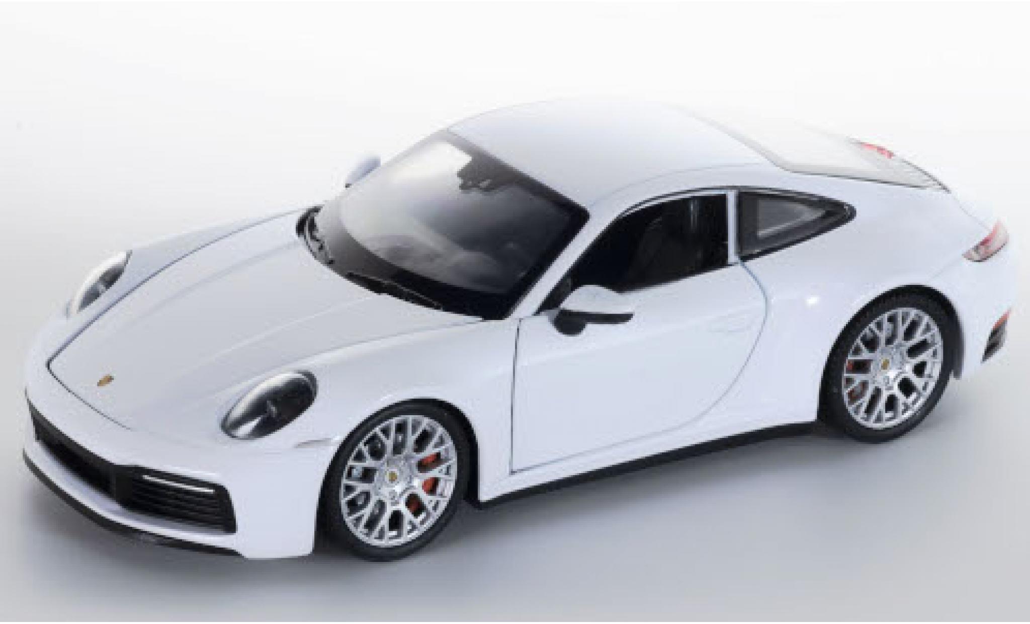 Porsche 992 4S 1/24 Welly 911 Carrera  bianco 2019 modellino in miniatura