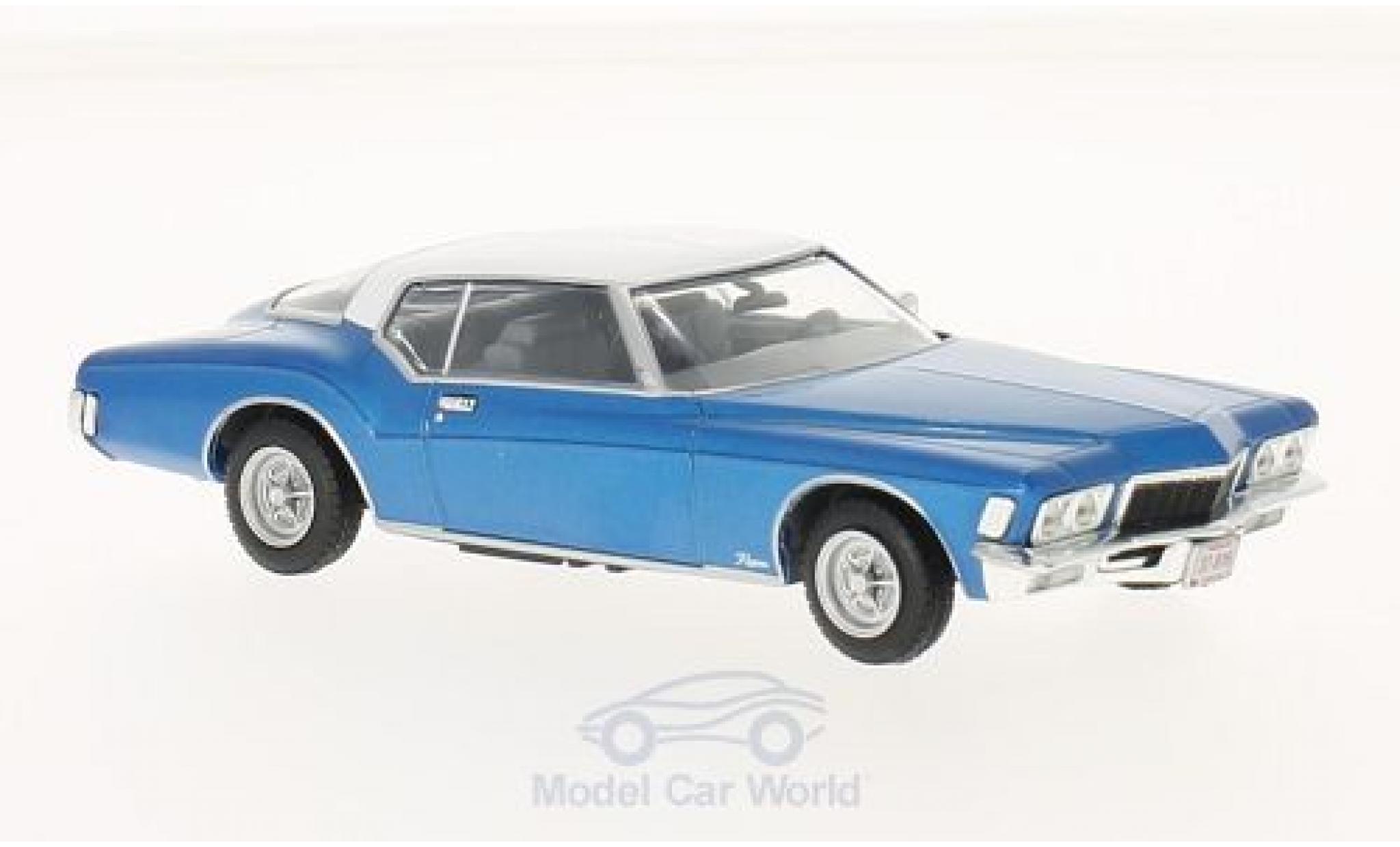 Buick Riviera 1972 1/43 WhiteBox Coupe metallico blu/bianco 1972 modellino in miniatura