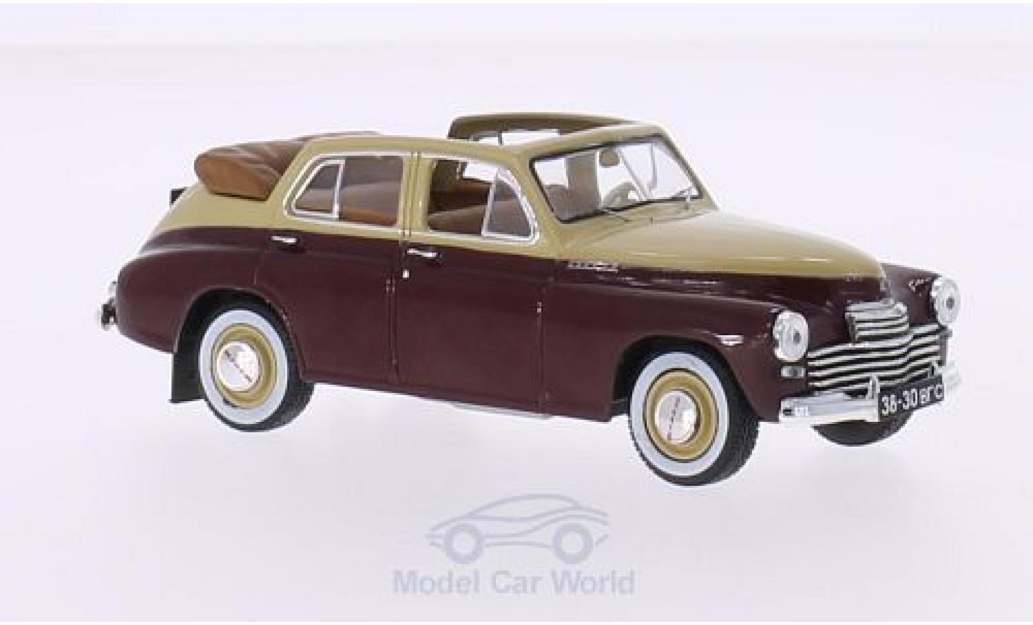 Gaz M20 1/43 WhiteBox GAZ Pobieda Cabriolet beige/rosso 1950 modellino in miniatura