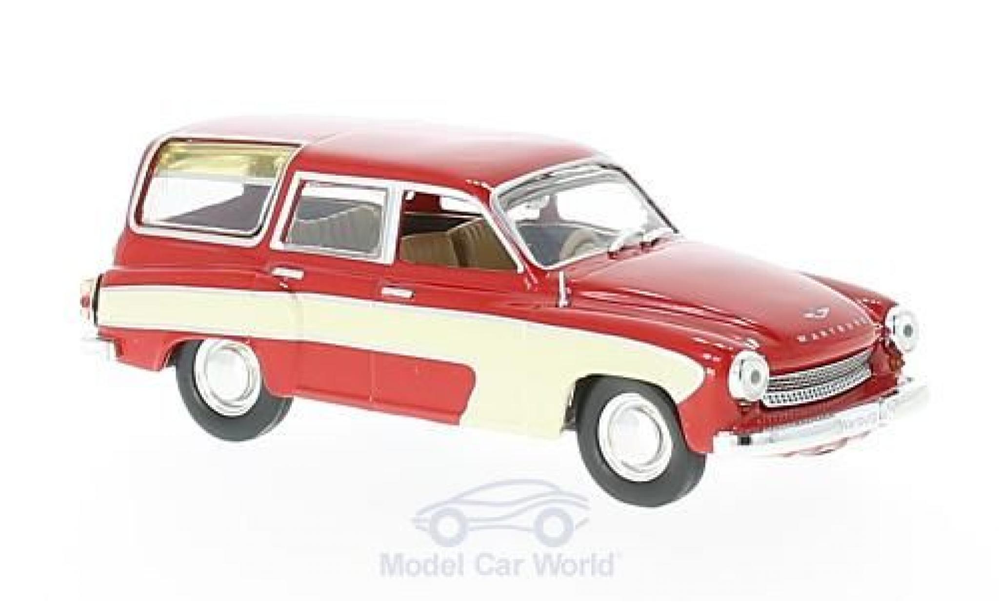 Wartburg 312 1/43 WhiteBox Camping rosso/beige 1960 modellino in miniatura