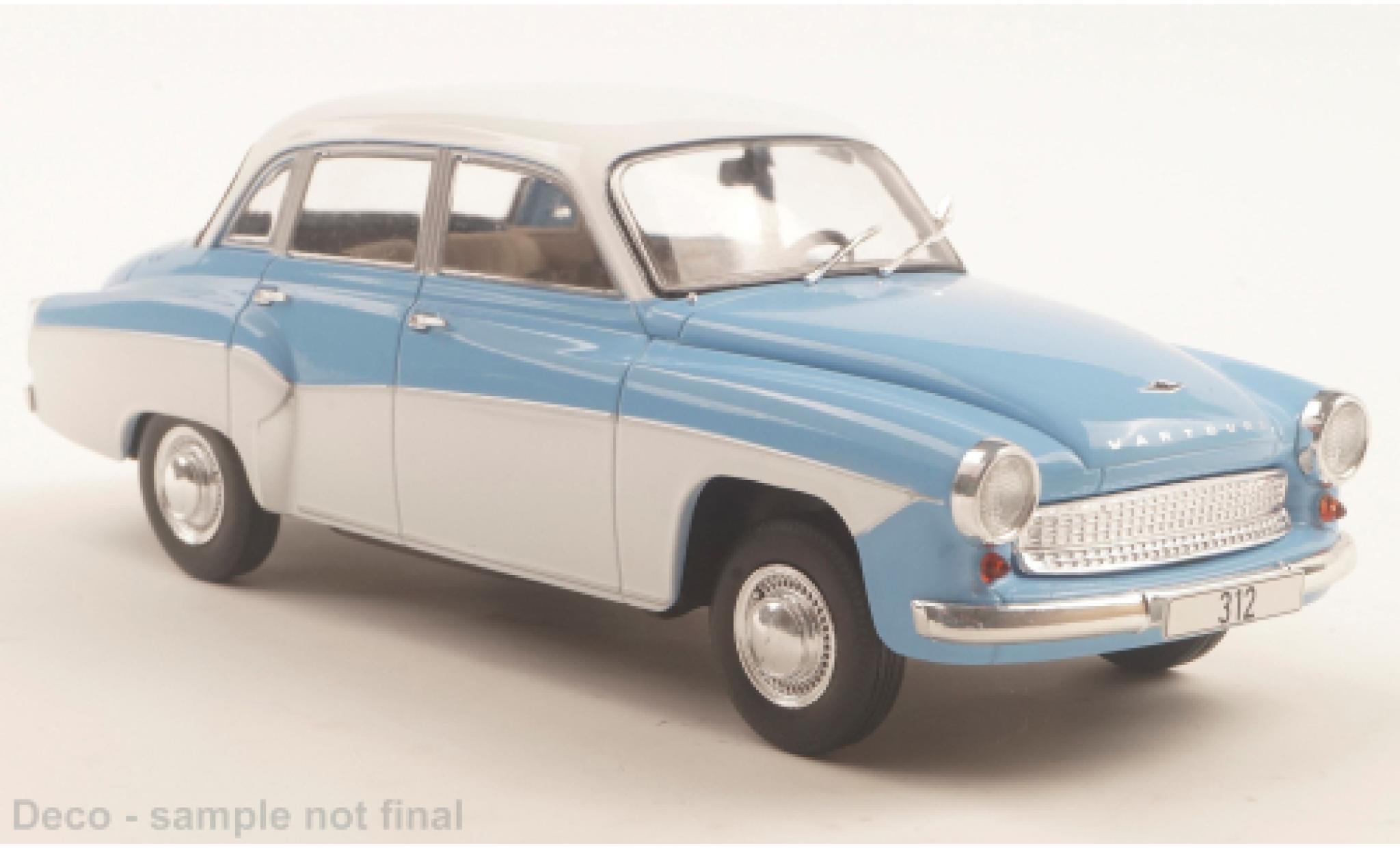 Wartburg 312 1/24 WhiteBox blau/weiss 1965 1:24 modellino in miniatura
