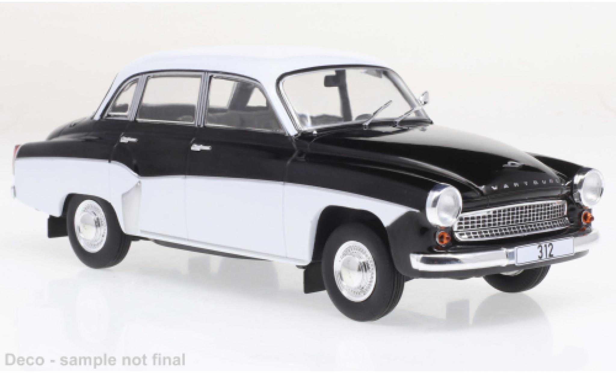 Wartburg 312 1/24 WhiteBox nero/bianco 1974 modellino in miniatura