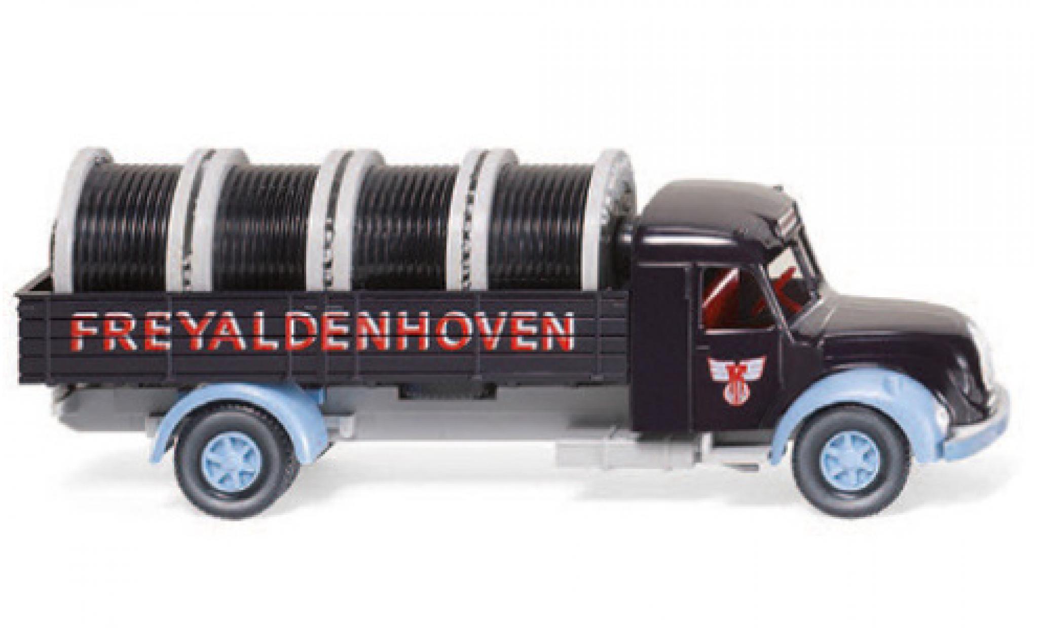 Magirus S 7500 1/87 Wiking Freyaldenhoven plateformes-Truck avec charge modellino in miniatura