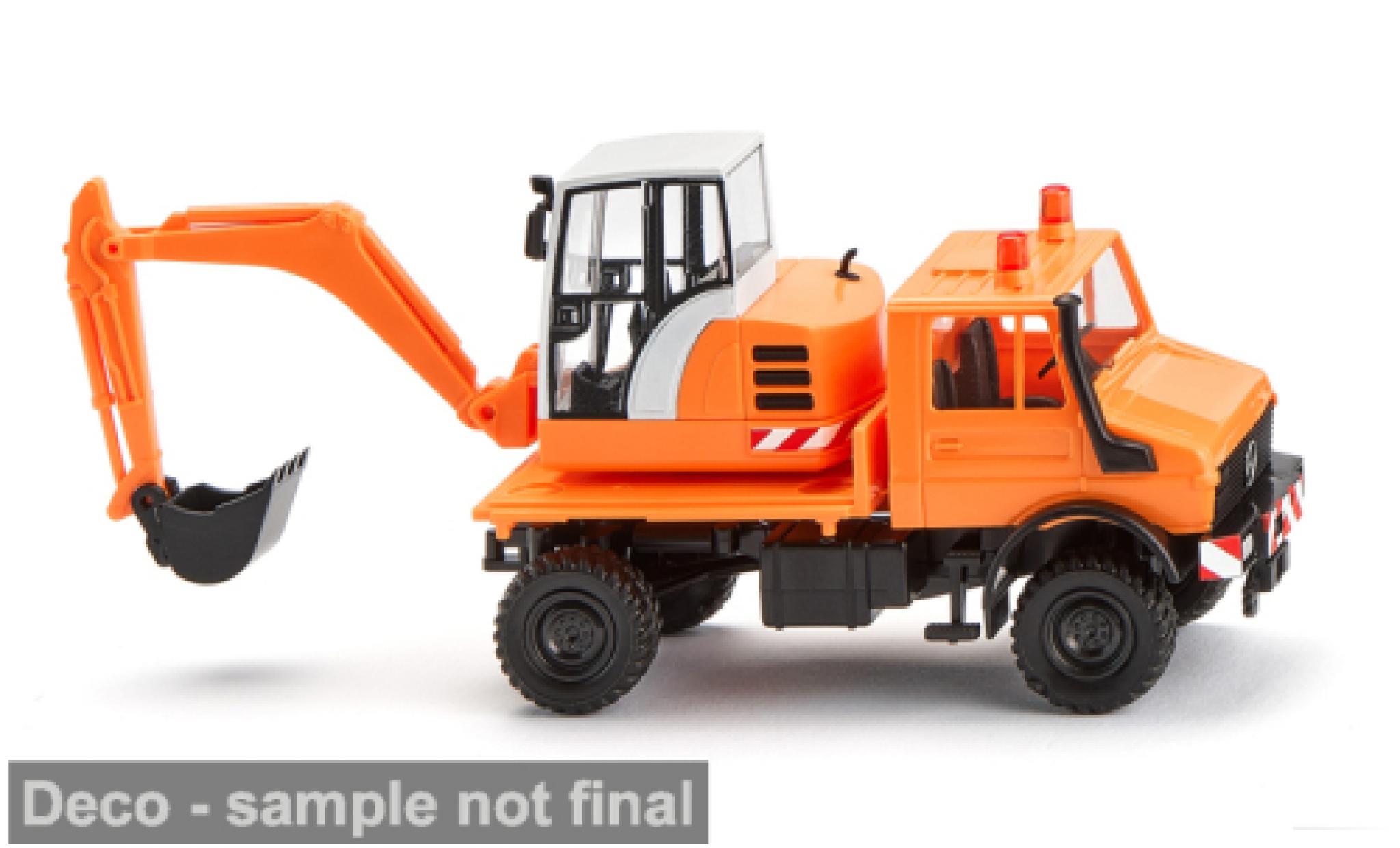 Mercedes Unimog 1/87 Wiking mit Bagger orange 1975 1:87 modellino in miniatura