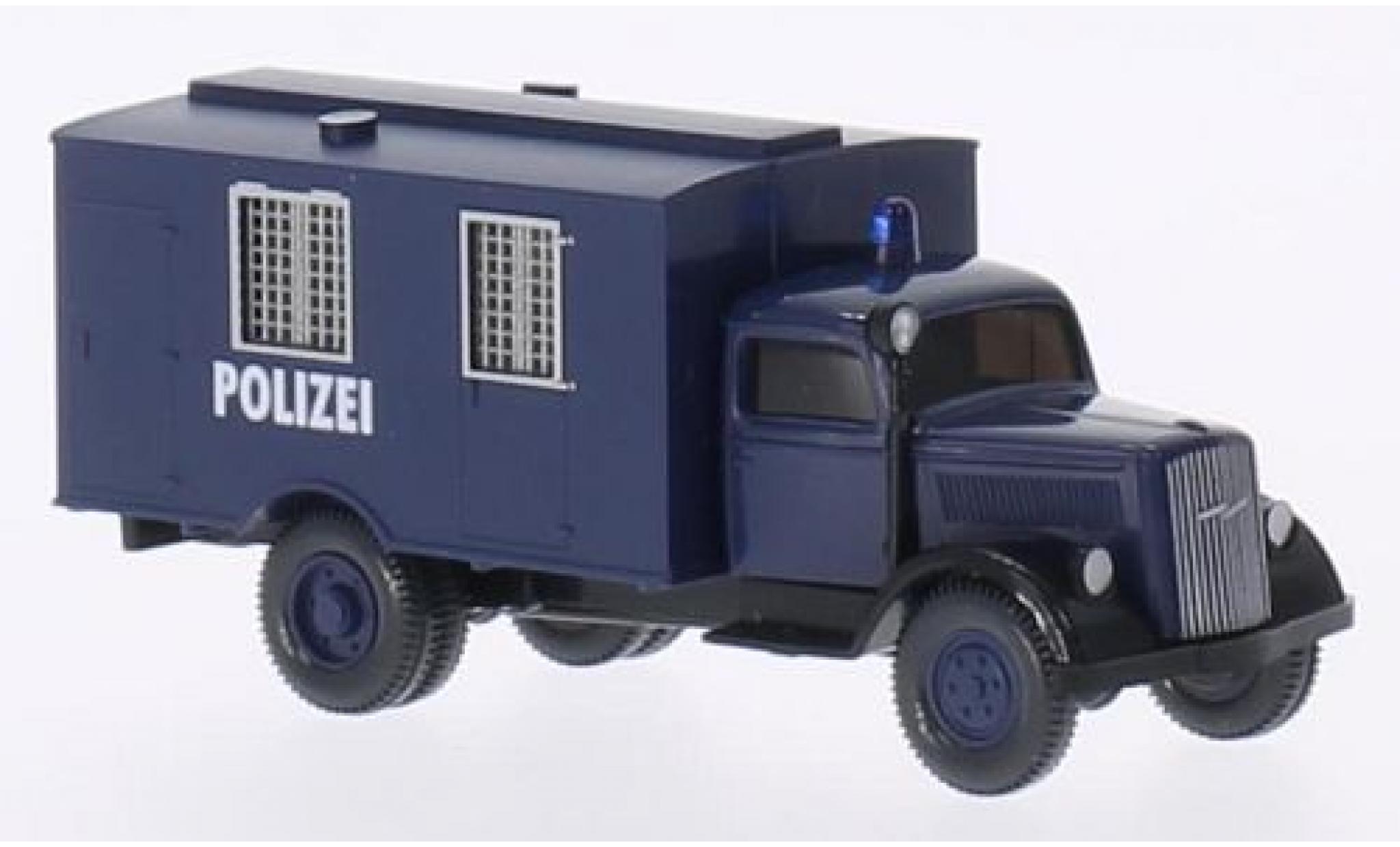 Opel Blitz 1/87 Wiking wagon conteneur blu police modellino in miniatura