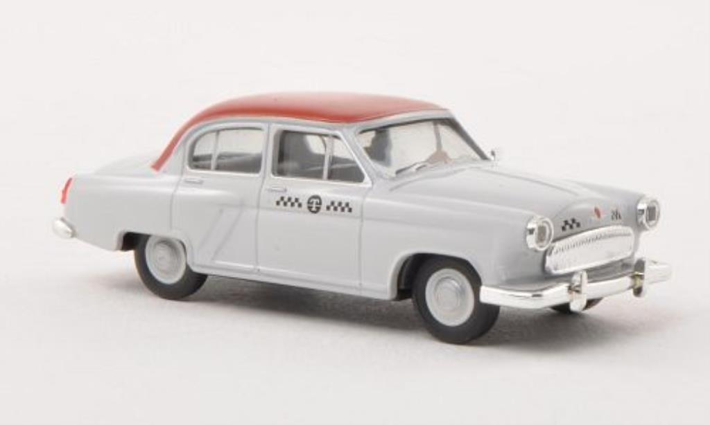 Wolga M21 1/87 Herpa Taxi grigio/rosso modellino in miniatura