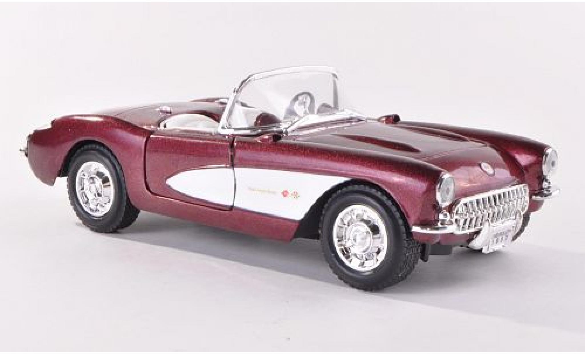 Chevrolet Corvette 1/24 Yat Ming C1 metallico rosso/bianco 1957 modellino in miniatura