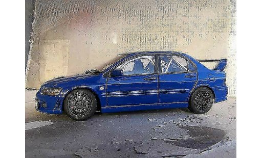 Mitsubishi Lancer Evolution VII 1/18 Autoart jdm blu modellini auto
