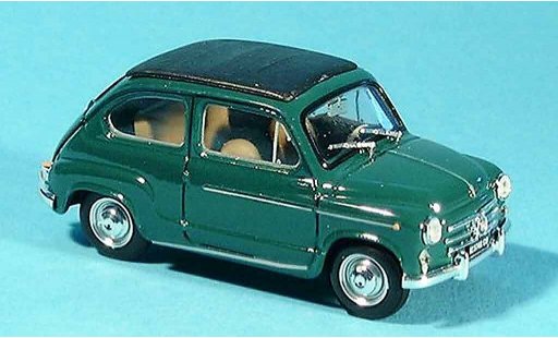 Fiat 600 D 1/43 Brumm verde tetto pieghevole chiuso 1960 modellini auto