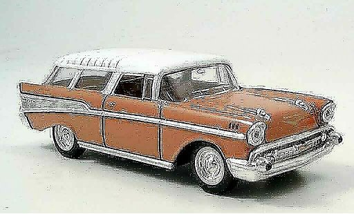 Chevrolet Nomad Station Wagon 1/43 Yat Ming rosa 1957 modellini auto