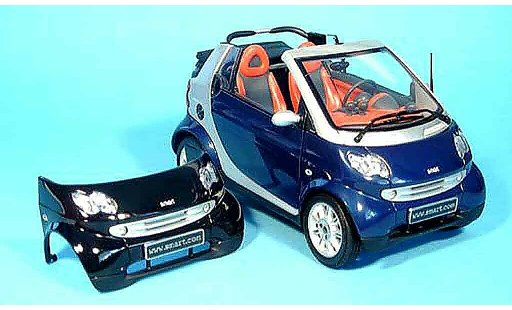 Smart Cabriolet Base 1/18 Kyosho blu (bodypanel nero) modellini auto