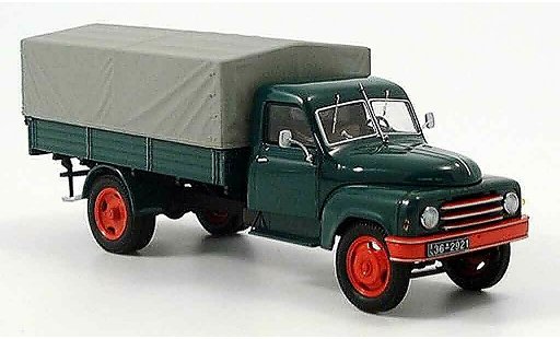 Hanomag L28 Pritsche 1/43 Schuco 25t pianale verde modellini auto