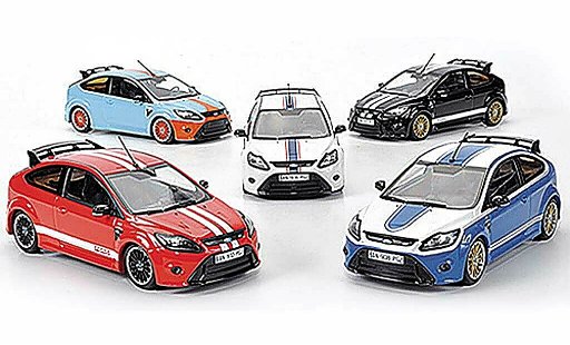 Ford Focus RS Le Mans 1/43 Minichamps 5er-Set: Edition nero / rosso / blu / blu / bianco Sondermodelle MCW 2010 modellini auto