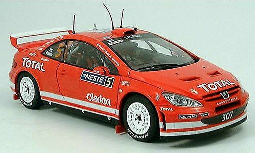 Peugeot 307 WRC 1/18 Sun Star no.5 total/neste finlande rallye 2004 modellini auto