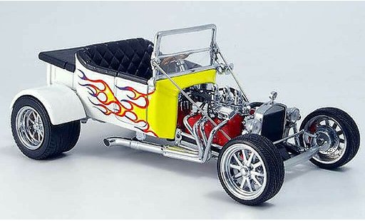 Ford Hot Rod 1925 1/18 Yat Ming t-bucket bianco avec gialloen flammen aperto modellini auto