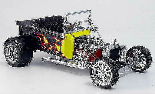 Ford Hot Rod 1925 1/18 Yat Ming t-bucket nero avec gialloen flammen aperto modellini auto