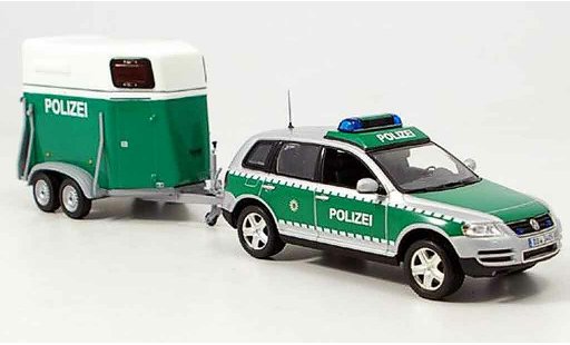 Volkswagen Touareg Base 1/43 Minichamps avec pferdeanhanger police 2002 modellini auto