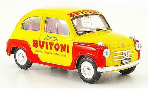 Fiat 600 Berlina 1/43 Brumm Pasta Buitoni 1955 modellini auto