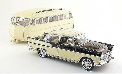 Simca Chambord Base 1/18 Norev beige nero avec caravane 1958 modellini auto