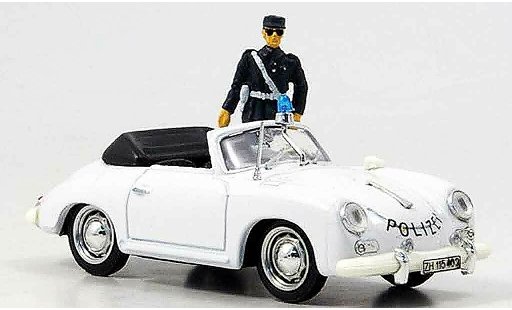 Porsche 356 1952 1/43 Brumm police Schweiz avec Figur modellini auto