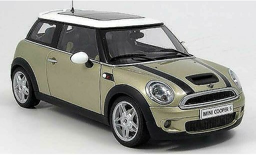 Mini Cooper S 1/18 Autoart beige bandes neros 2006 modellini auto