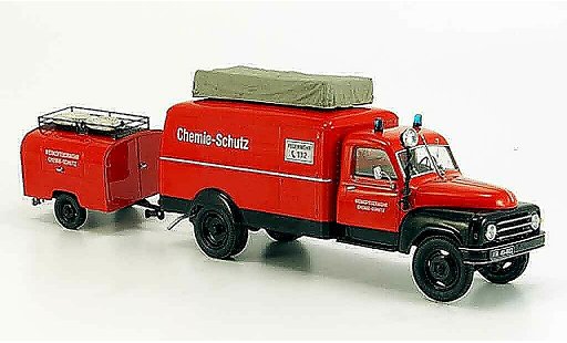 Hanomag L28 Kastenwagen 1/43 Schuco Furgone avec TSA Anhanger pompier modellini auto