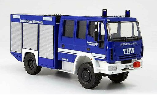 Magirus HLF 20 Base 1/43 Schuco Iveco 16 THW Rustwagen Facelift modellini auto