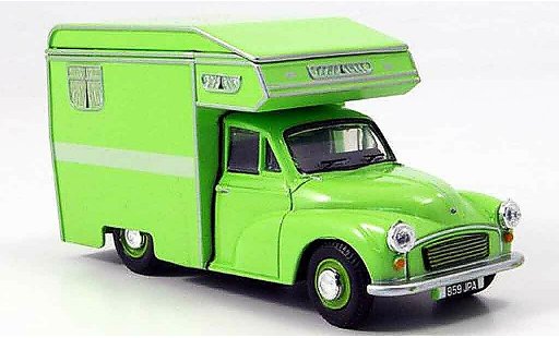 Morris Minor Van 1/43 Oxford Camper verde Wohnmobil modellini auto