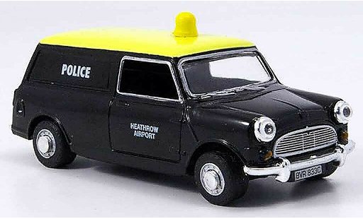 Austin Mini Van police 1/43 Oxford nero giallo Heathrow modellini auto