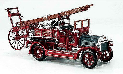 Dennis N Type pompiers 1/43 Yat Ming rosso Vigili del fuoco modellini auto