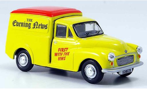 Morris Minor Van 1/43 Oxford giallo rosso Evening News furgone modellini auto