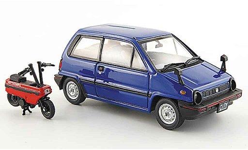 Honda City Motocompo 1/43 Ebbro blu avec Minimotorrad 1981 modellini auto