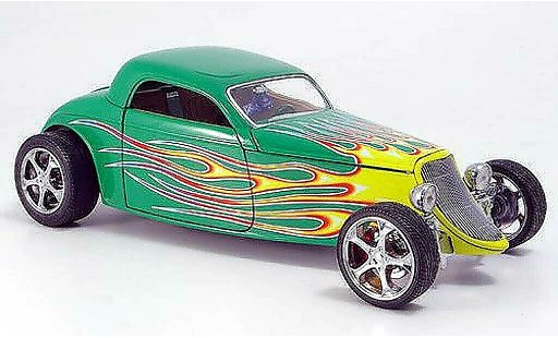 Ford Hot Rod 1933 1/18 Yat Ming coupe verde avec flammendesign modellini auto
