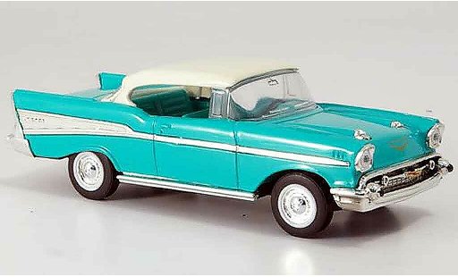 Chevrolet Bel Air Coupe 1/43 Yat Ming verde biancoes tetto 1957 modellini auto